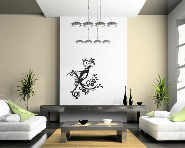 Adesivo da parete "UCCELLINO SU RAMI FIORITI"