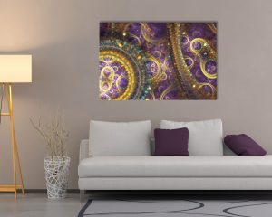 Stampa su tela-astratto viola e oro