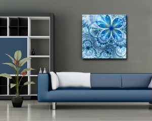 Stampa su tela-astratto floreale blu