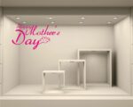 Adesivo per vetrine "HAPPY MOTHER'S DAY CON FIORE" - Vetrofania
