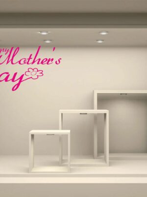 Adesivo per vetrine "HAPPY MOTHER'S DAY CON FIORE" - Vetrofania