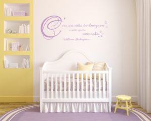 Adesivo murale-c'era una stella che danzava-frase adesiva nascita bimba