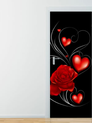 Decoro porta amore "UNA ROSA TRA CUORI"