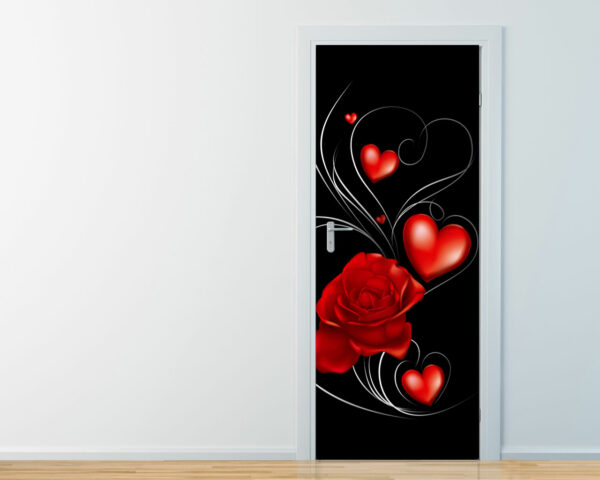 Decoro porta amore "UNA ROSA TRA CUORI"