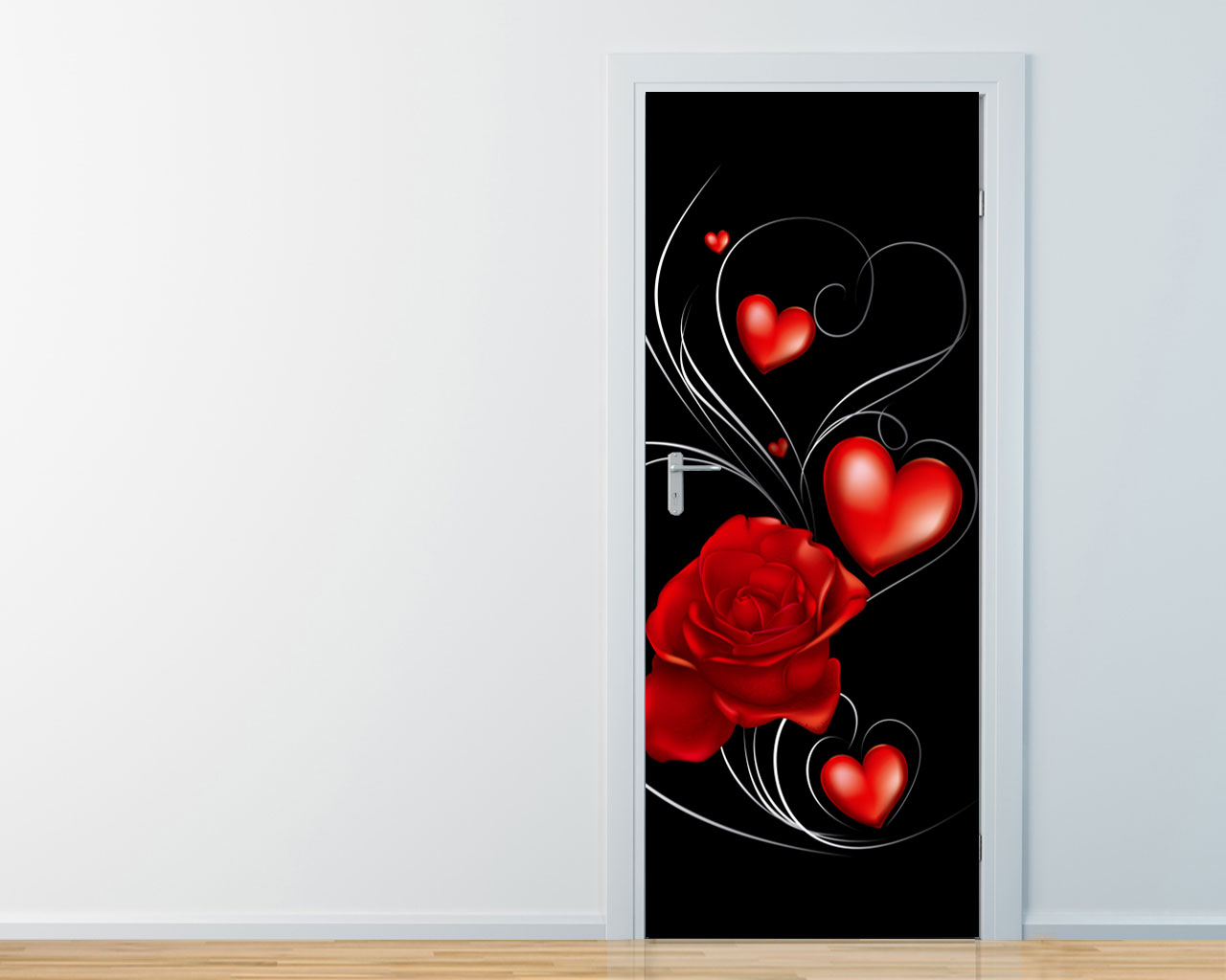 Decoro porta amore "UNA ROSA TRA CUORI"