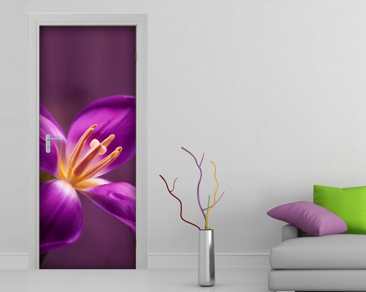 Decorazione per porte “FIORI ROSA E FARFALLE” - Interni & Decori