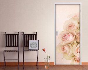 Adesivo per porte-piccole rose rosa