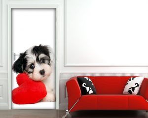 Adesivo per porte-tenero cagnolino