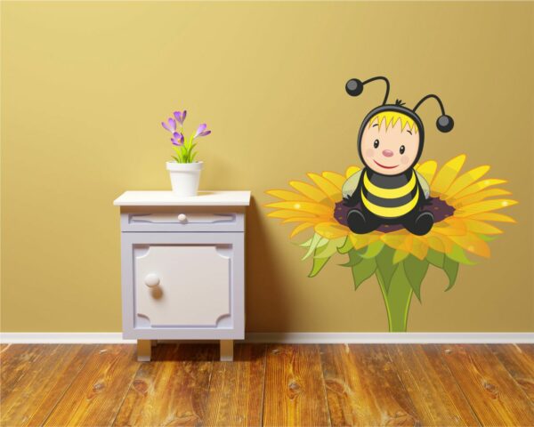 Adesivo da parete bambini "TENERA APE SU UN FIORE" - Adesivo murale