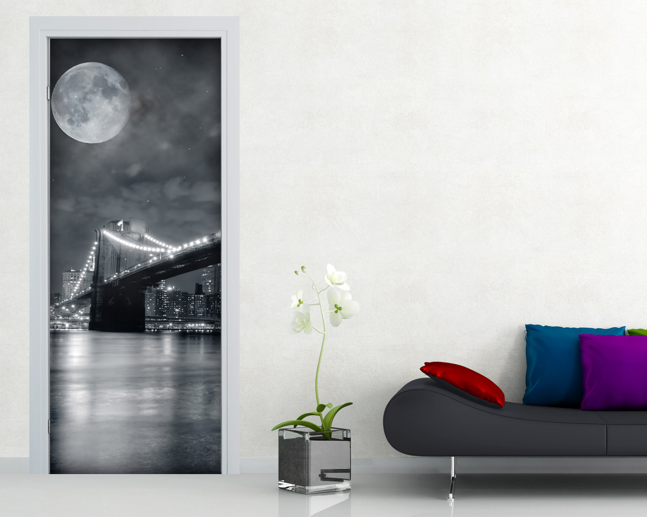 Decorazione porta città "NEW YORK SOTTO LA LUNA"