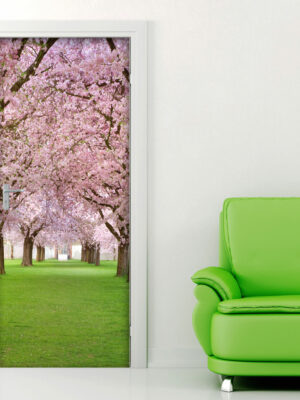 Decorazione porta paesaggio "VIALE TRA I CILIEGI"