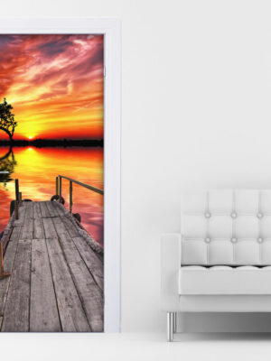 Decoro porta paesaggio "TRAMONTO SUL LAGO"
