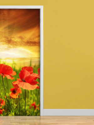 Decoro porta paesaggio "TRAMONTO SUI PAPAVERI"