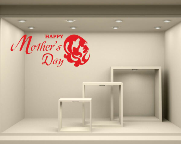 Adesivo per vetrine "HAPPY MOTHER'S DAY - MADRE E FIGLIO" - Vetrofania