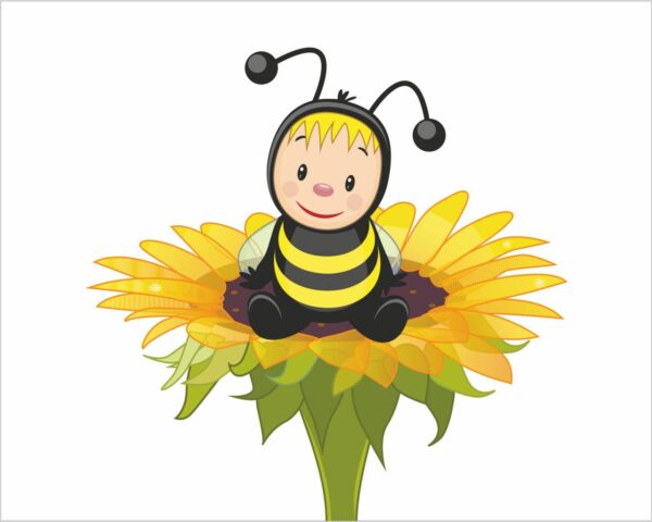Adesivo da parete bambini "TENERA APE SU UN FIORE" - Adesivo murale