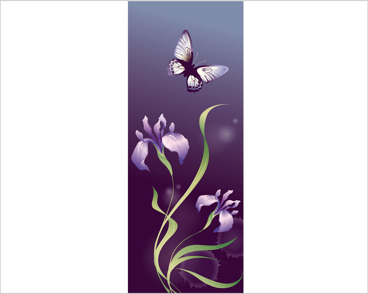 Decorazione porta "FIORI VIOLA CON FARFALLA"
