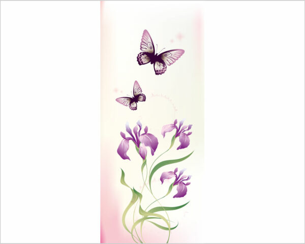 Decorazione per porte "FIORI ROSA E FARFALLE"