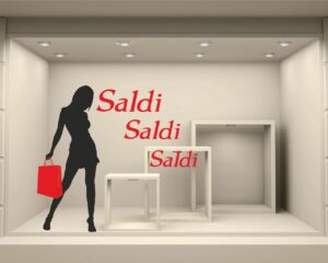 Adesivo per vetrine saldi "RAGAZZA FASHION" - Vetrofania