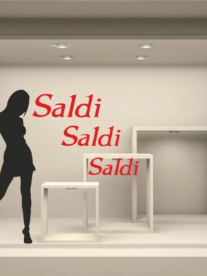 Adesivo per vetrine saldi "RAGAZZA FASHION" - Vetrofania