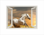Adesivo murale finestra animali "CAVALLO SELVAGGIO" - Finestra illusione