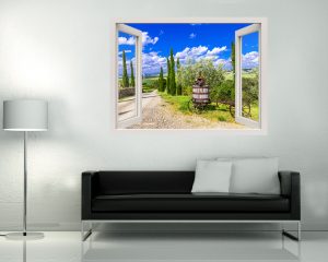 Finestra adesiva-viale di campagna