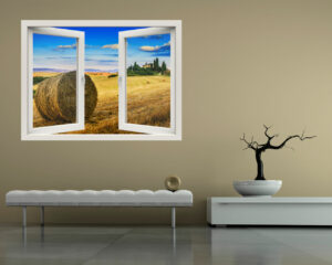 Adesivo murale finestra "PAESAGGIO TOSCANO" - Finestra illusione