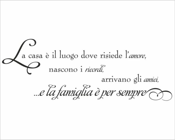 Adesivo murale frase "LA CASA È IL LUOGO DOVE RISIEDE L'AMORE..." - Appendiabiti design