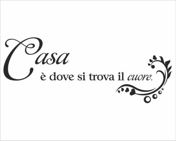 Adesivo murale frase "CASA È DOVE SI TROVA IL CUORE" - Appendiabiti design