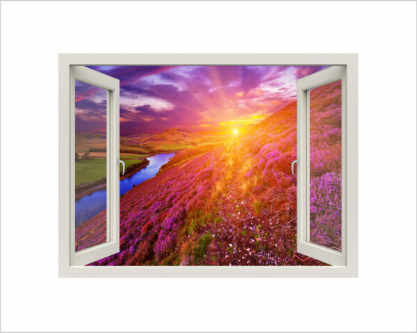 Adesivo murale finestra "PAESAGGIO VARIOPINTO" - Finestra illusione