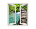 Adesivo murale finestra natura "SCORCIO SUL TORRENTE" - Finestra illusione