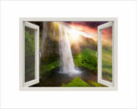 Adesivo murale finestra natura "CASCATA NEL VERDE" - Finestra illusione