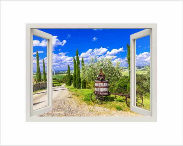 Adesivo murale finestra "VIALE DI CAMPAGNA" - Finestra illusione