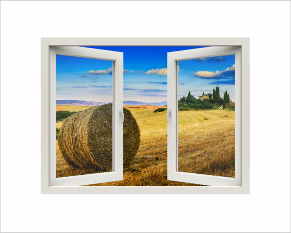 Adesivo murale finestra "PAESAGGIO TOSCANO" - Finestra illusione
