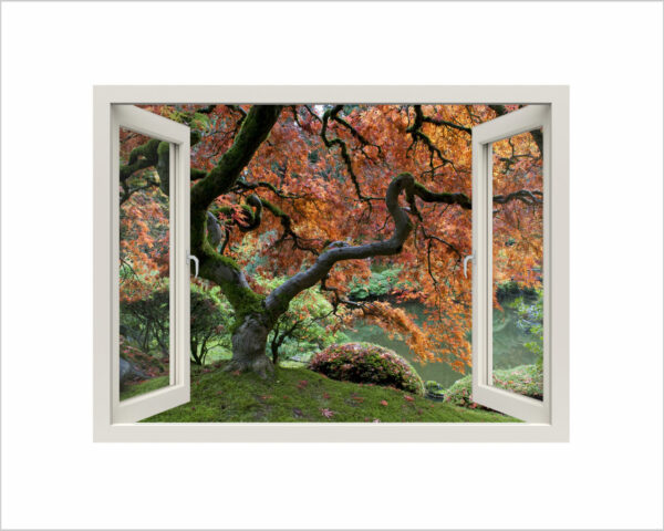 Adesivo murale finestra natura "GUARDANDO LA MAGNOLIA" - Finestra illusione