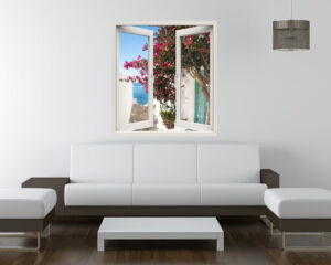 Adesivo murale finestra "TRA I VICOLI DI PAESE" - Finestra illusione