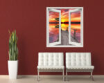 Adesivo murale finestra tramonto mare "SCORCIO SUL PONTILE" - Finestra illusione