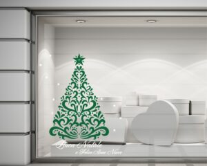 Adesivo per vetrine "BUON NATALE CON ALBERO" - Vetrofania