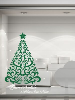 Adesivo per vetrine "BUON NATALE CON ALBERO" - Vetrofania