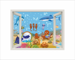 Finestra adesiva-vita in fondo al mare