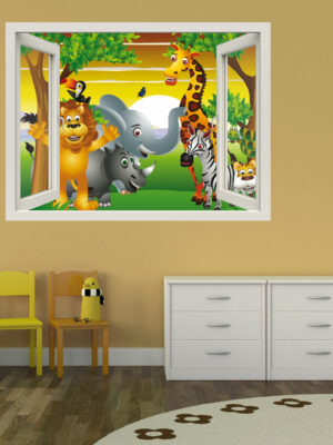 Adesivo murale finestra "SALUTI DALLA FORESTA!" - Finestra illusione