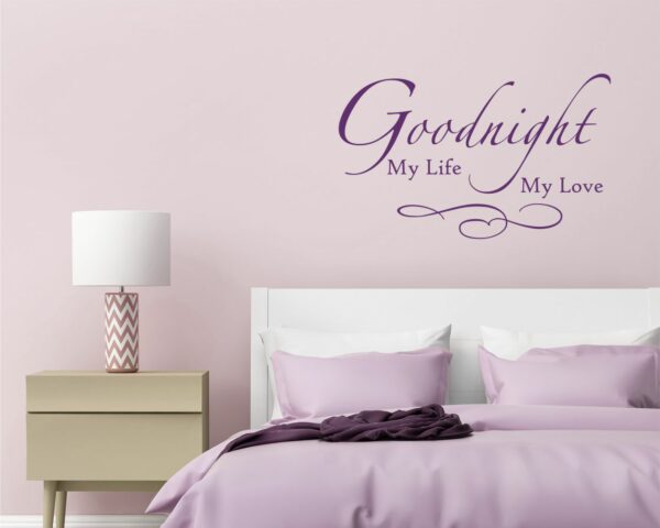 Adesivo da parete frase amore "GOODNIGHT MY LIFE" - Adesivo murale