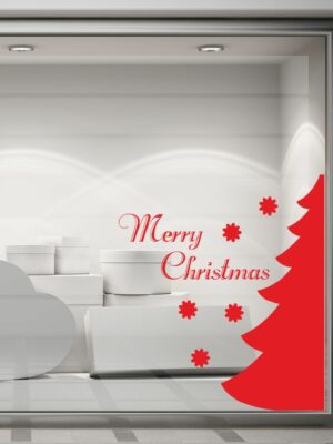 Adesivo per vetrine Natale "MERRY CHRISTMAS" - Vetrofania