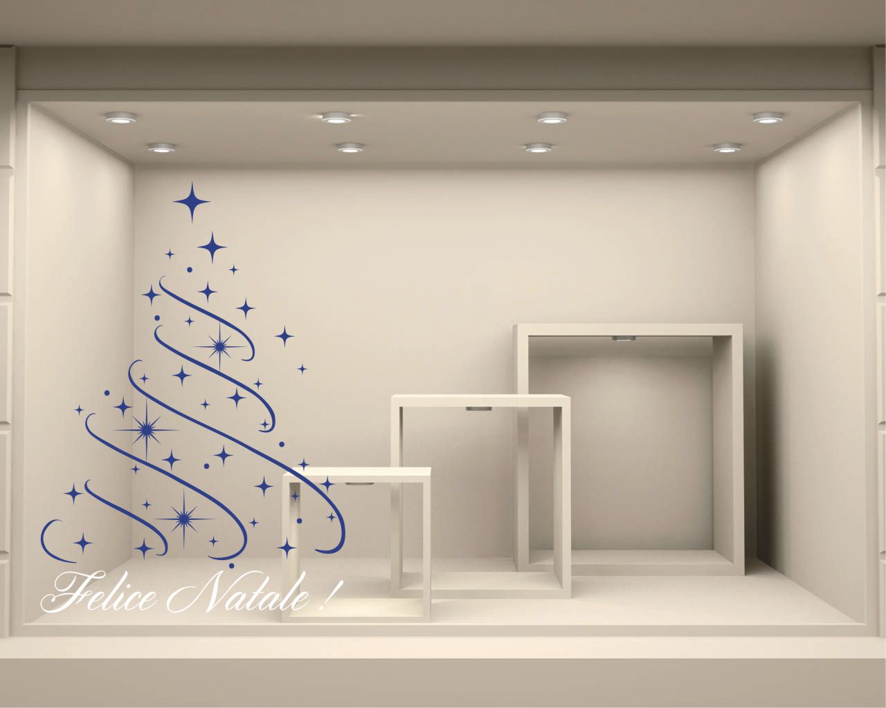 Adesivo per vetrine "FELICE NATALE CON STELLINE" - Vetrofania