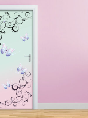 Decoro porta "FARFALLE SU FONDO CHIARO"