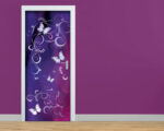 Decoro porta "DELICATE FARFALLE SU FONDO VIOLA"