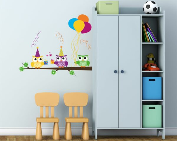 Adesivo da parete gufi "GUFETTI IN FESTA" - Adesivo murale