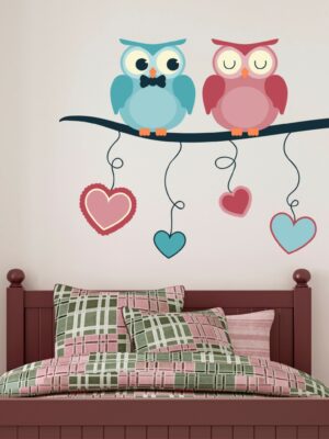 Adesivo da parete gufi "GUFETTI INNAMORATI" - Adesivo murale