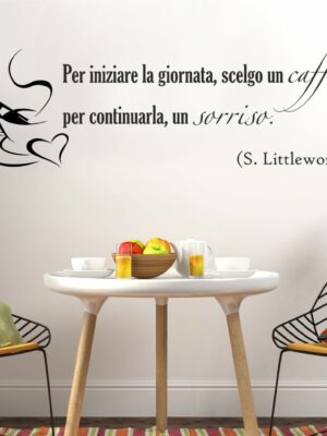 Adesivo da parete frase caffè "PER INIZIARE LA GIORNATA"