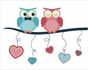 Gufi innamorati-adesivo murale