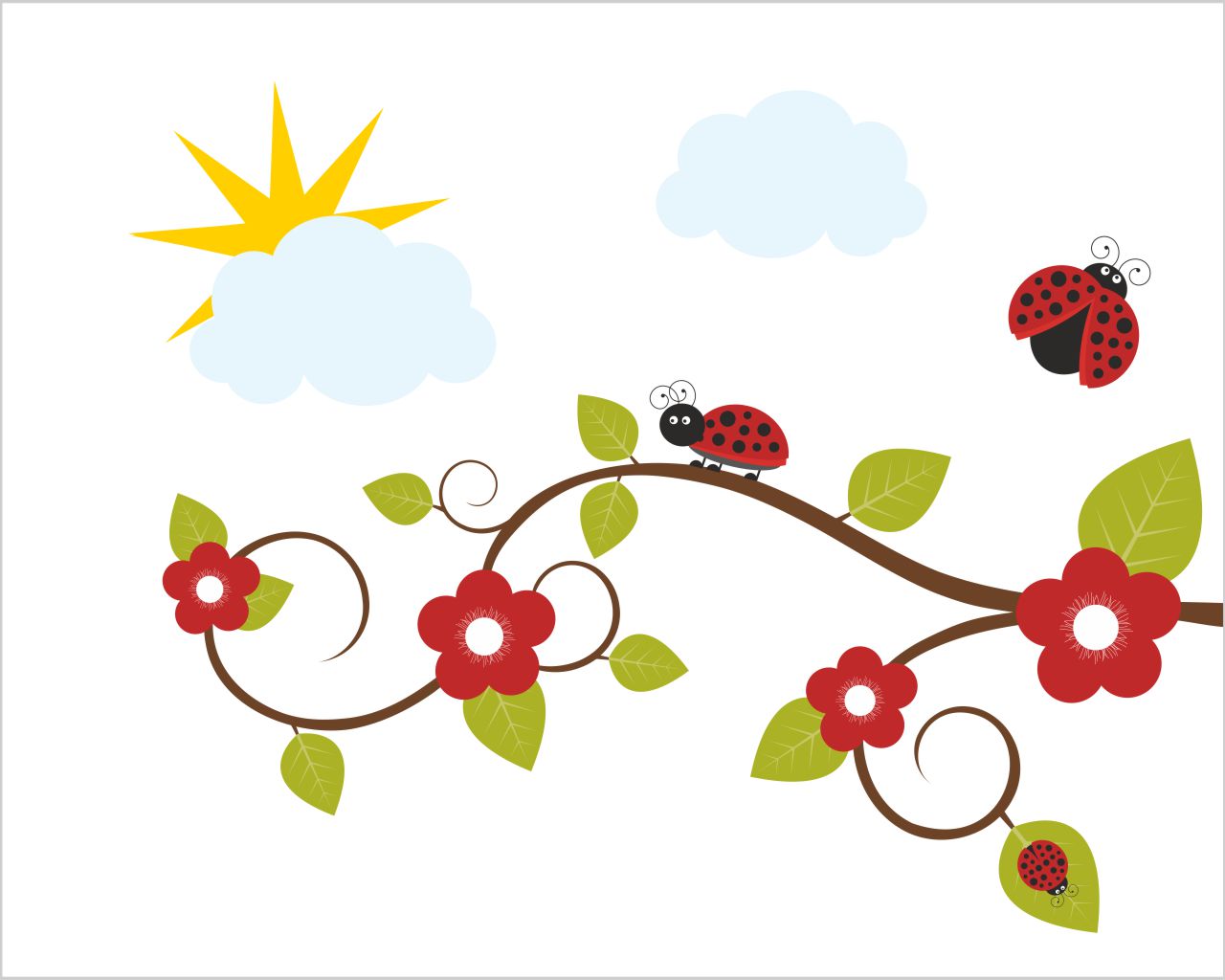 Adesivo da parete "COCCINELLE TRA I FIORI" - Adesivo murale